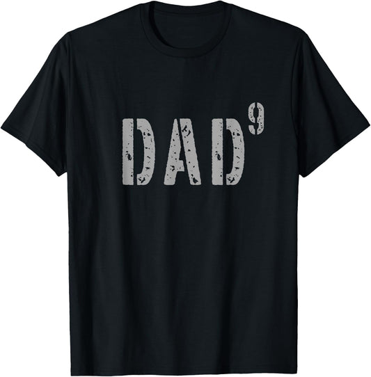 Military Style Dad9 9th Power Dad of 9 Kids Fathers Day T-Shirt - T-Shirt | Black