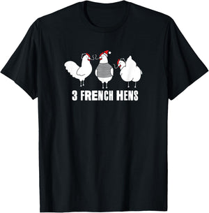 Three French Hens Christmas T-Shirt - T-Shirt | Black