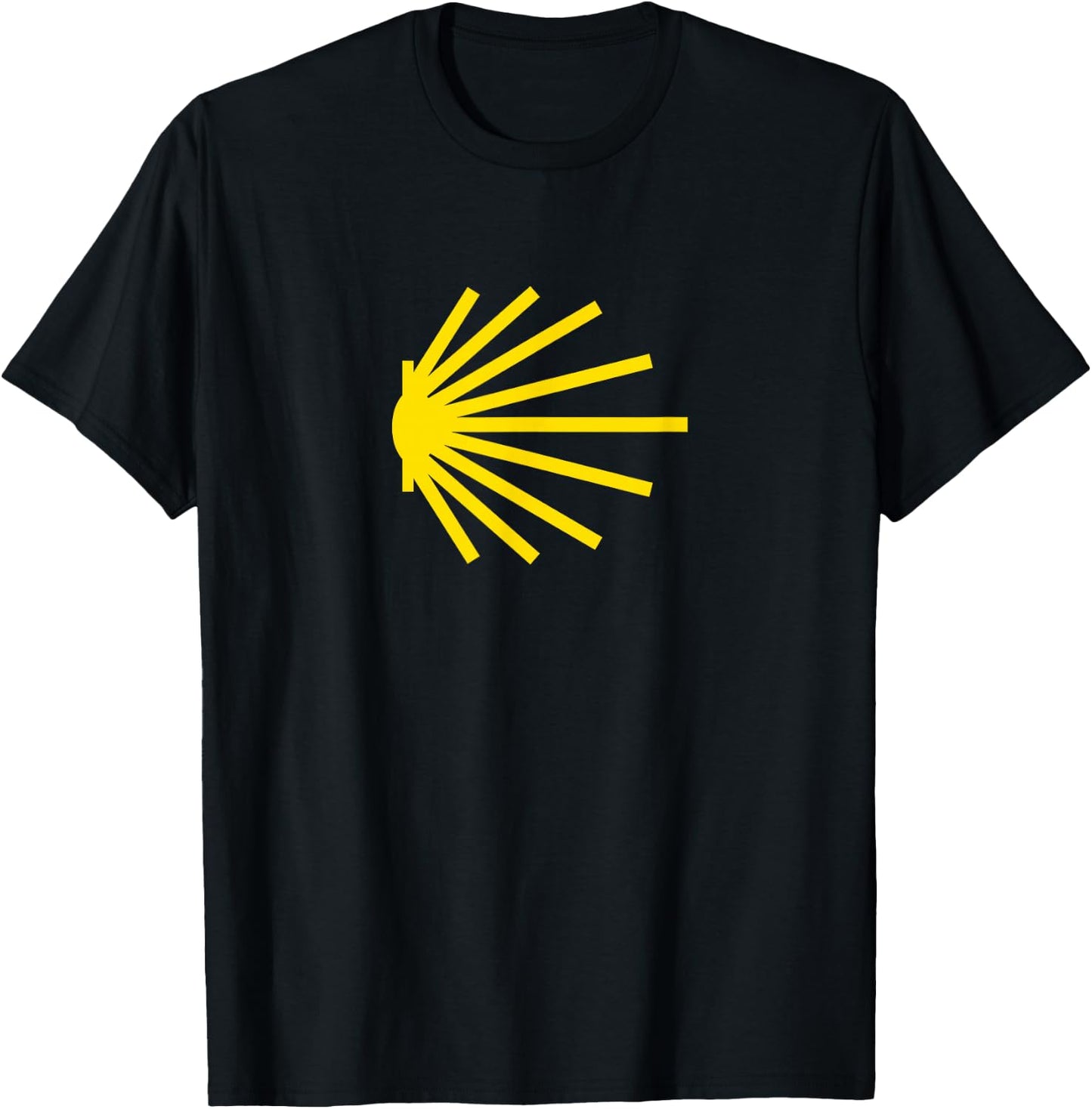 Camino de Santiago Yellow Scallop Shell Trail Symbol T-Shirt - T-Shirt | Black