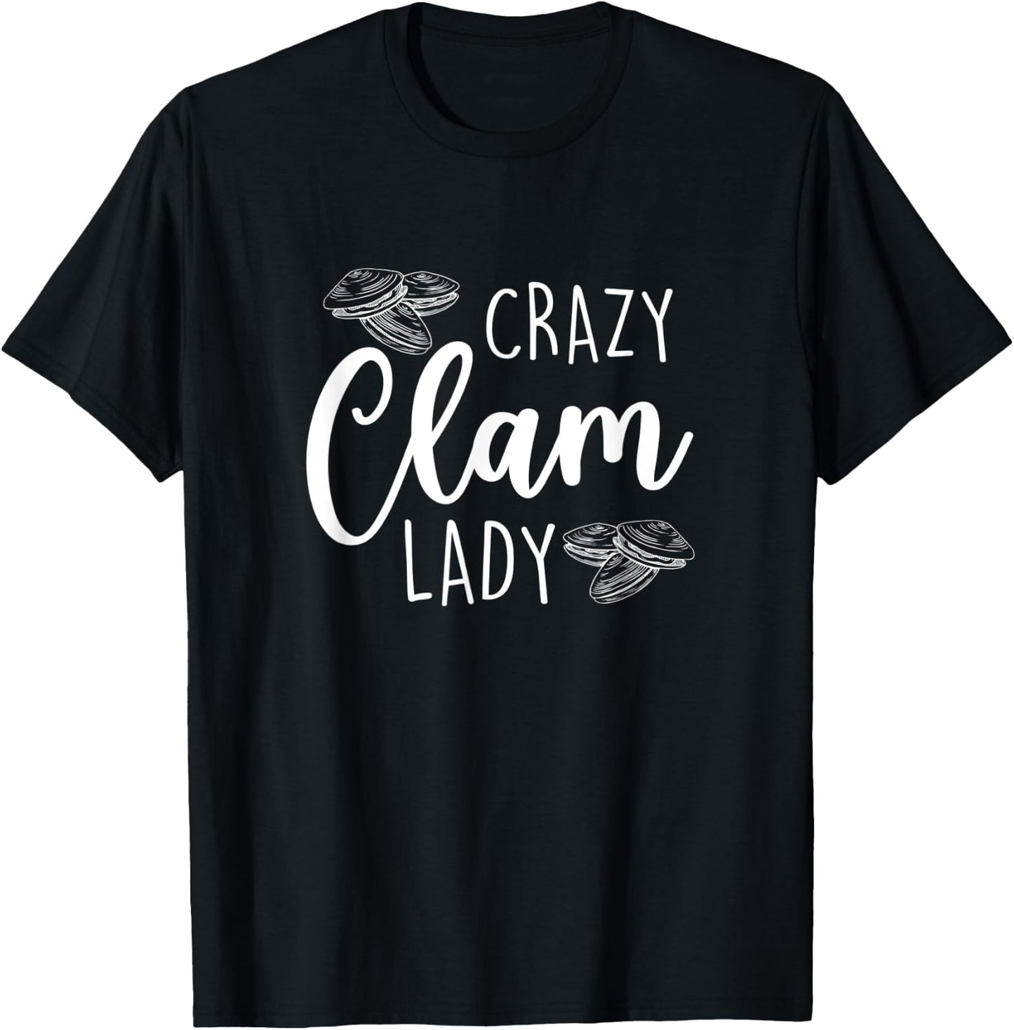 Crazy Clam Lady, Seashell Collecting T-Shirt - T-Shirt | Black