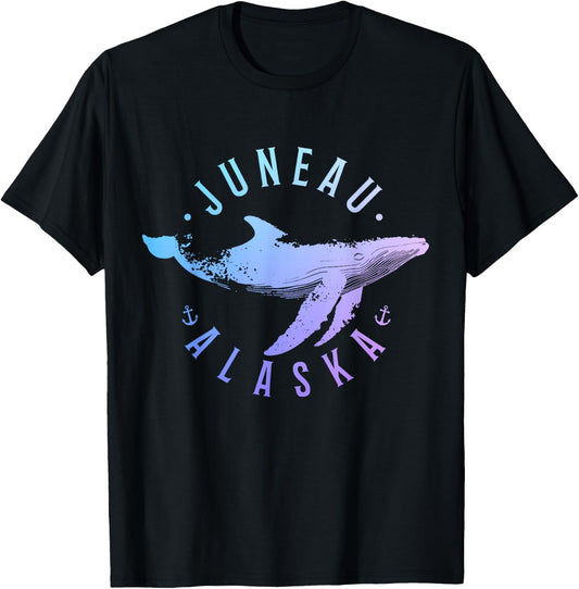 Juneau Alaska Souvenir Whale Ocean Nautical T-Shirt - T-Shirt | Black