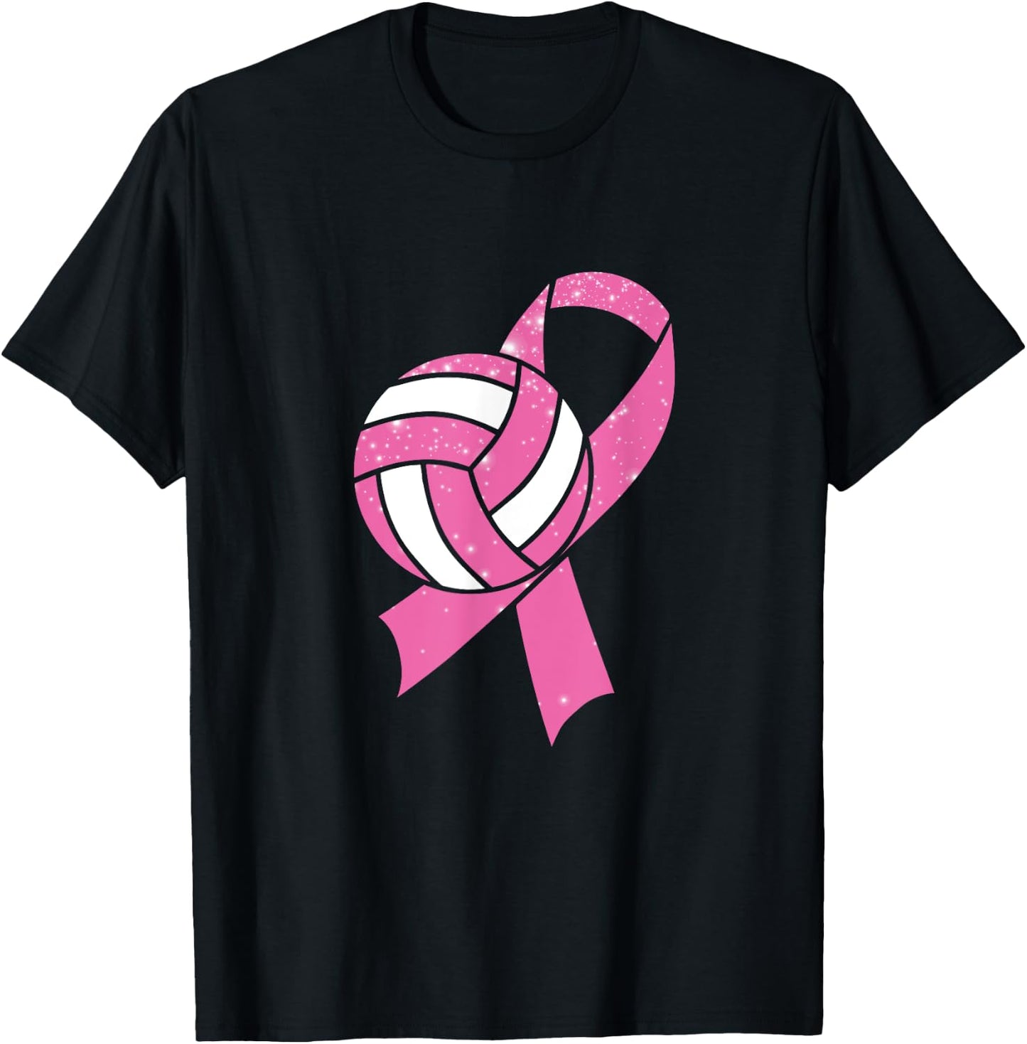 Breast Cancer Awareness Survivor Fighter Volleyball Player T-Shirt - T-Shirt | Black