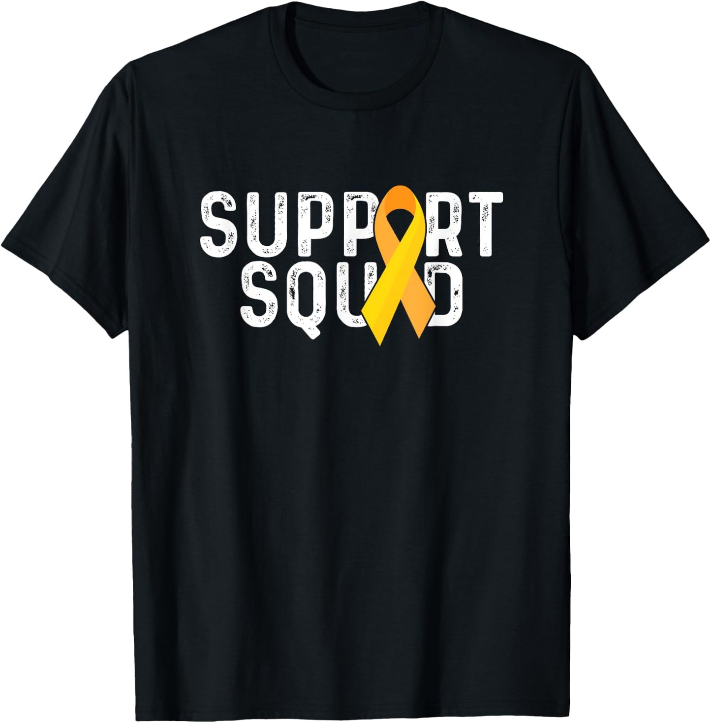 Support Squad | Yellow Ribbon | Childhood Cancer Awareness T-Shirt - T-Shirt | Black