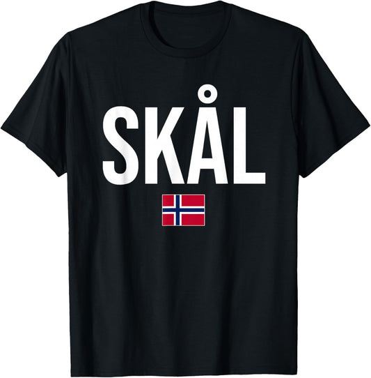 Norwegian Phrases and Sayings Gift Store Cheers in Norwegian Norway - -Adults, Black, Small, Short Sleeve, Modern, Lightweight, Cotton, Polyester T-Shirt - T-Shirt | Black
