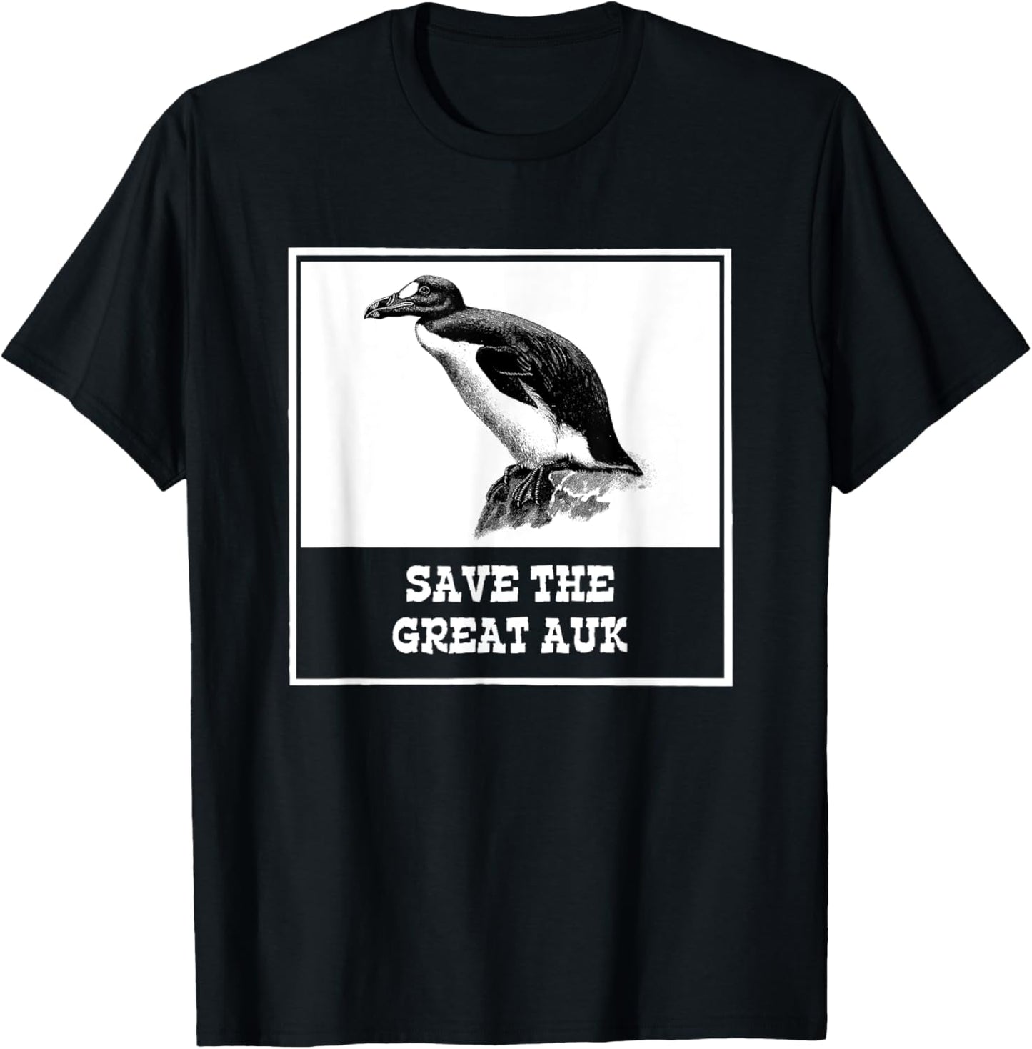 Save The-Great Auk Funny Extinct Animal Weird Bird T-Shirt - T-Shirt | Black