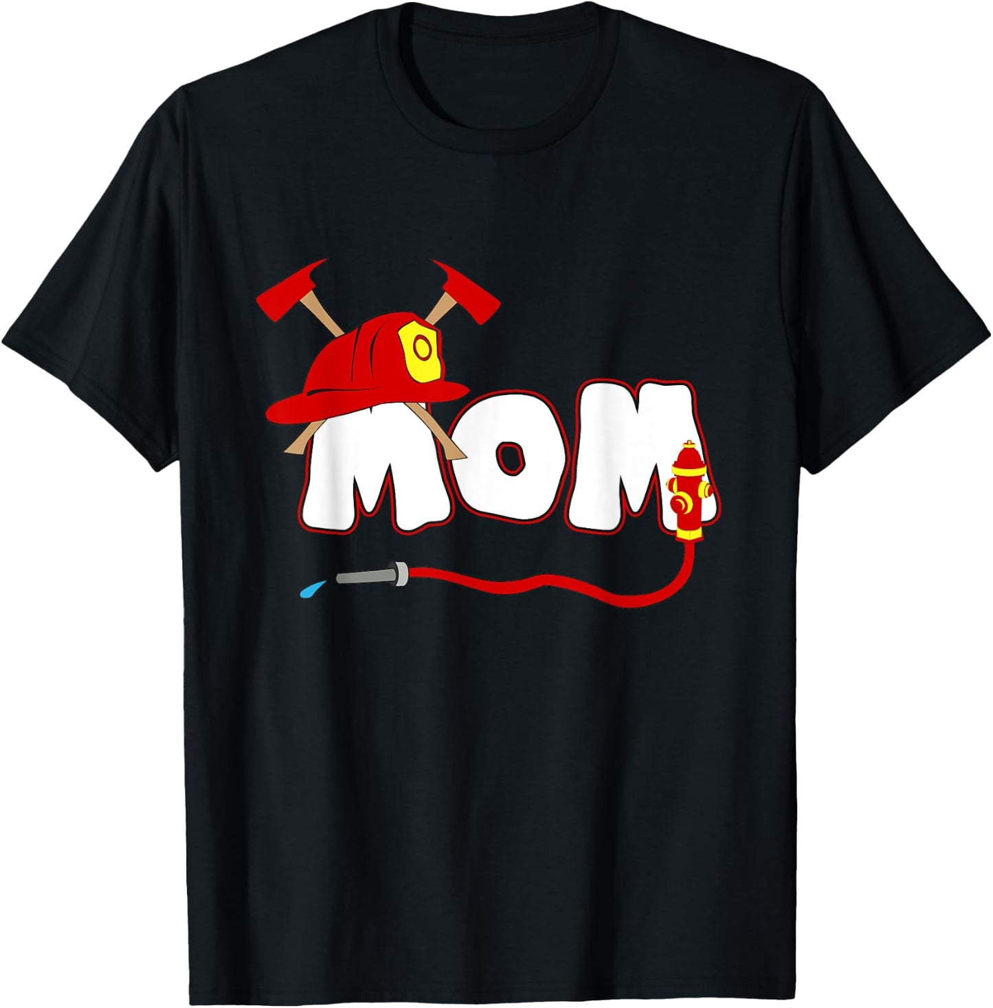 Firefighter Mom Mommy Shirt Fire Department Hydrant Gift T-Shirt - T-Shirt | Black