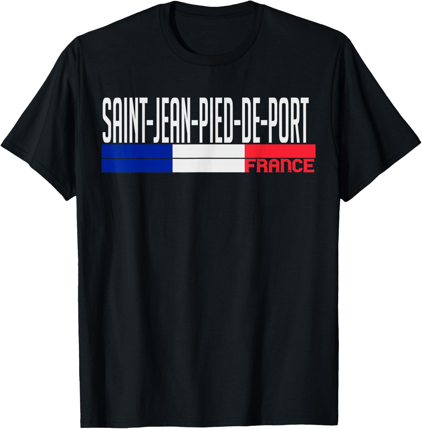 Saint-Jean-Pied-de-Port France Flag French City Pride T-Shirt - T-Shirt | Black