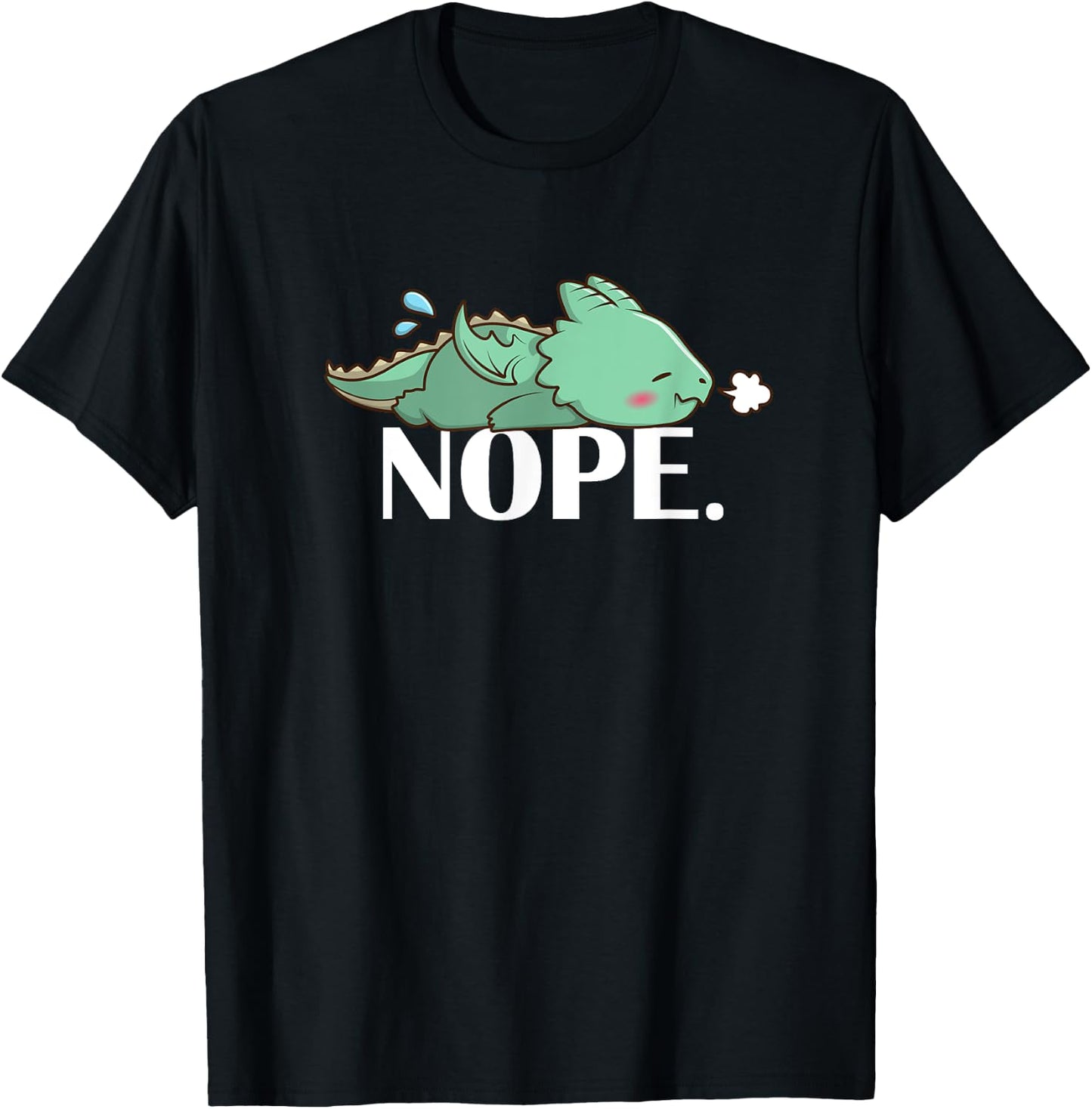 Funny Chibi Kawaii Kids Napping NOPE Dragon Lover T-Shirt - T-Shirt | Black