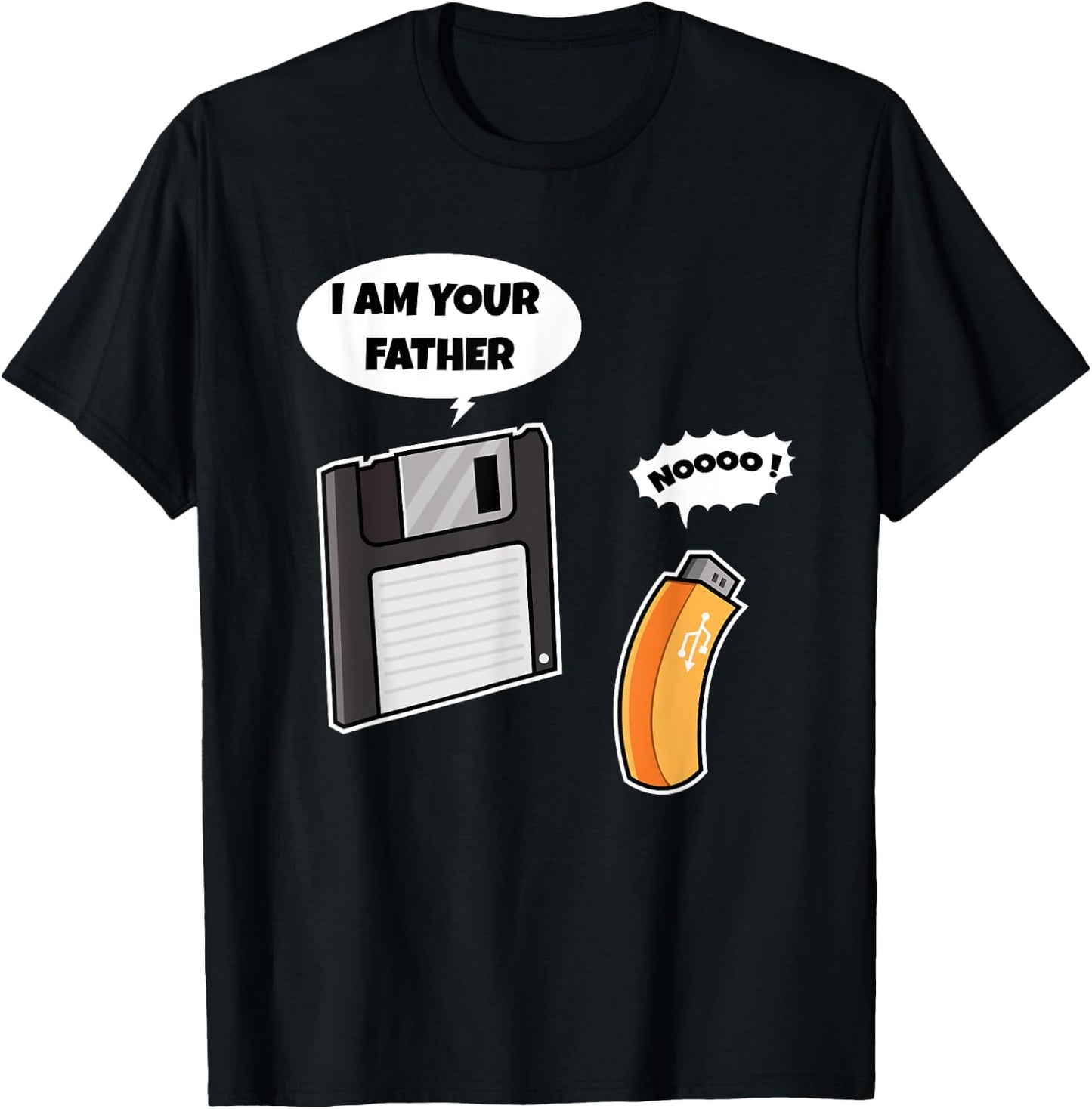 Funny Father Floppy Disk and Son USB Flash Drive Nerdy Gift T-Shirt - T-Shirt | Black