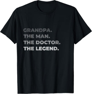 Physician Grandpa The Man Doctor Legend Vintage Gift T-Shirt - T-Shirt | Black