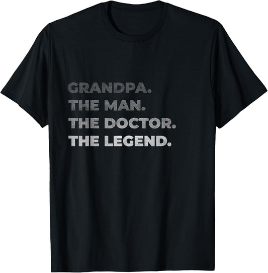 Physician Grandpa The Man Doctor Legend Vintage Gift T-Shirt - T-Shirt | Black