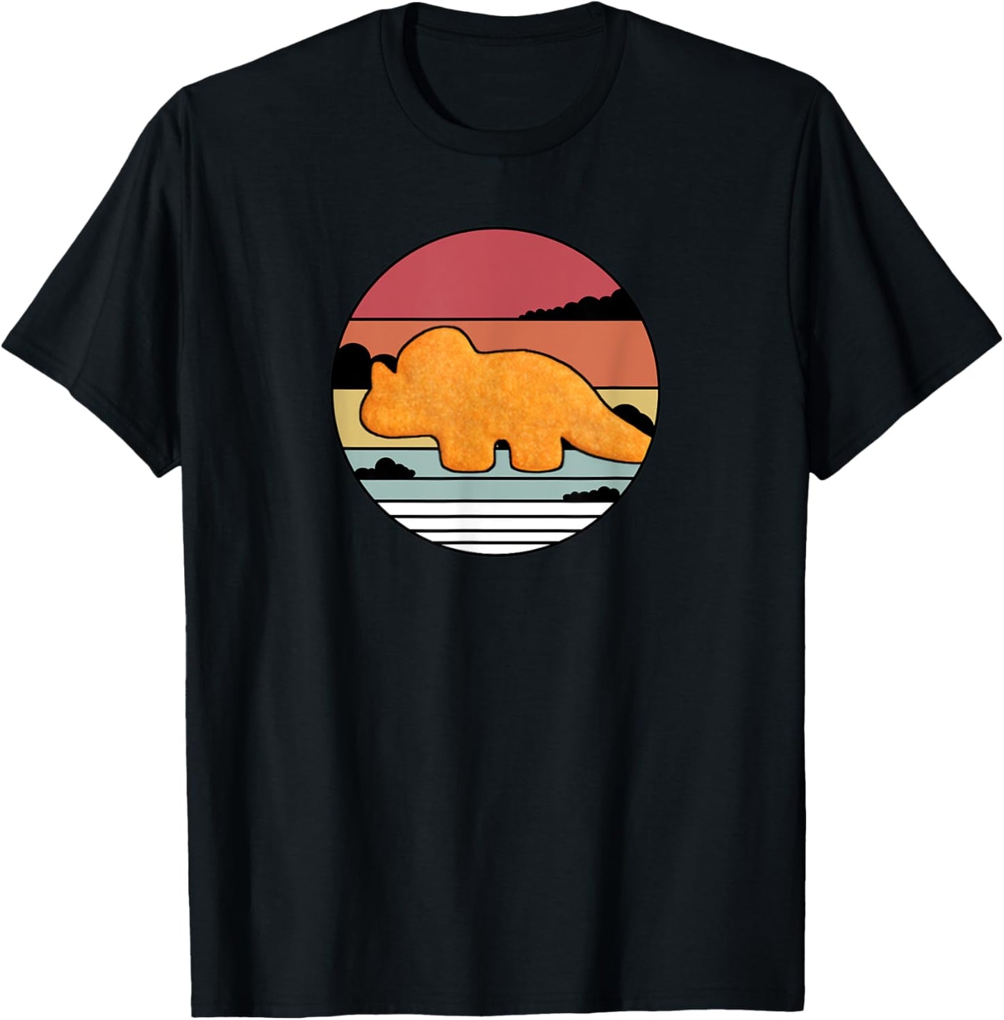 Dino Triceratops Chicken Nugget Retro | Vintage Dinosaur T-Shirt - T-Shirt | Black