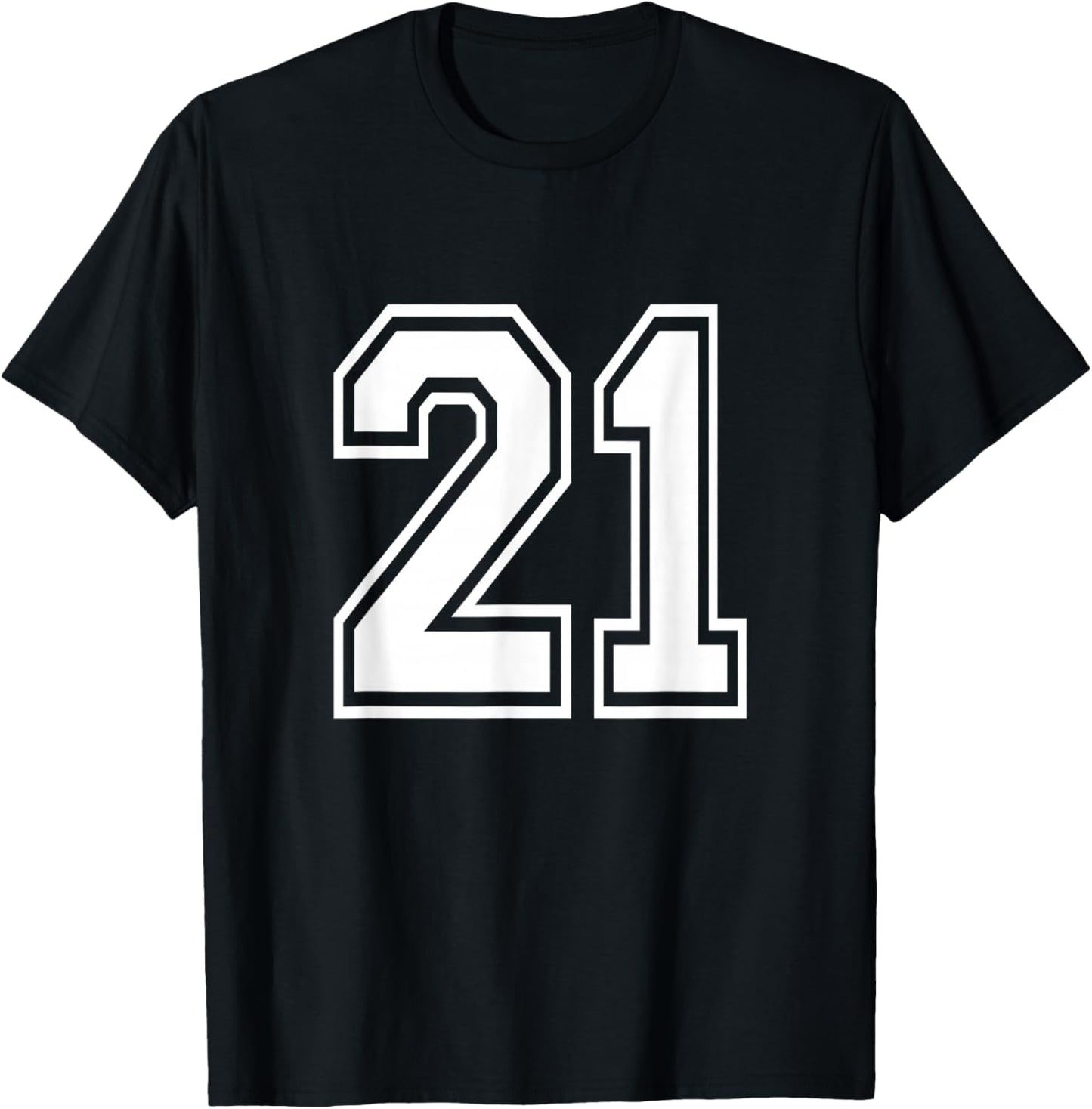 Number 21 Varsity Sports Team Jersey 21st Birthday 21 Years T-Shirt - T-Shirt | Black