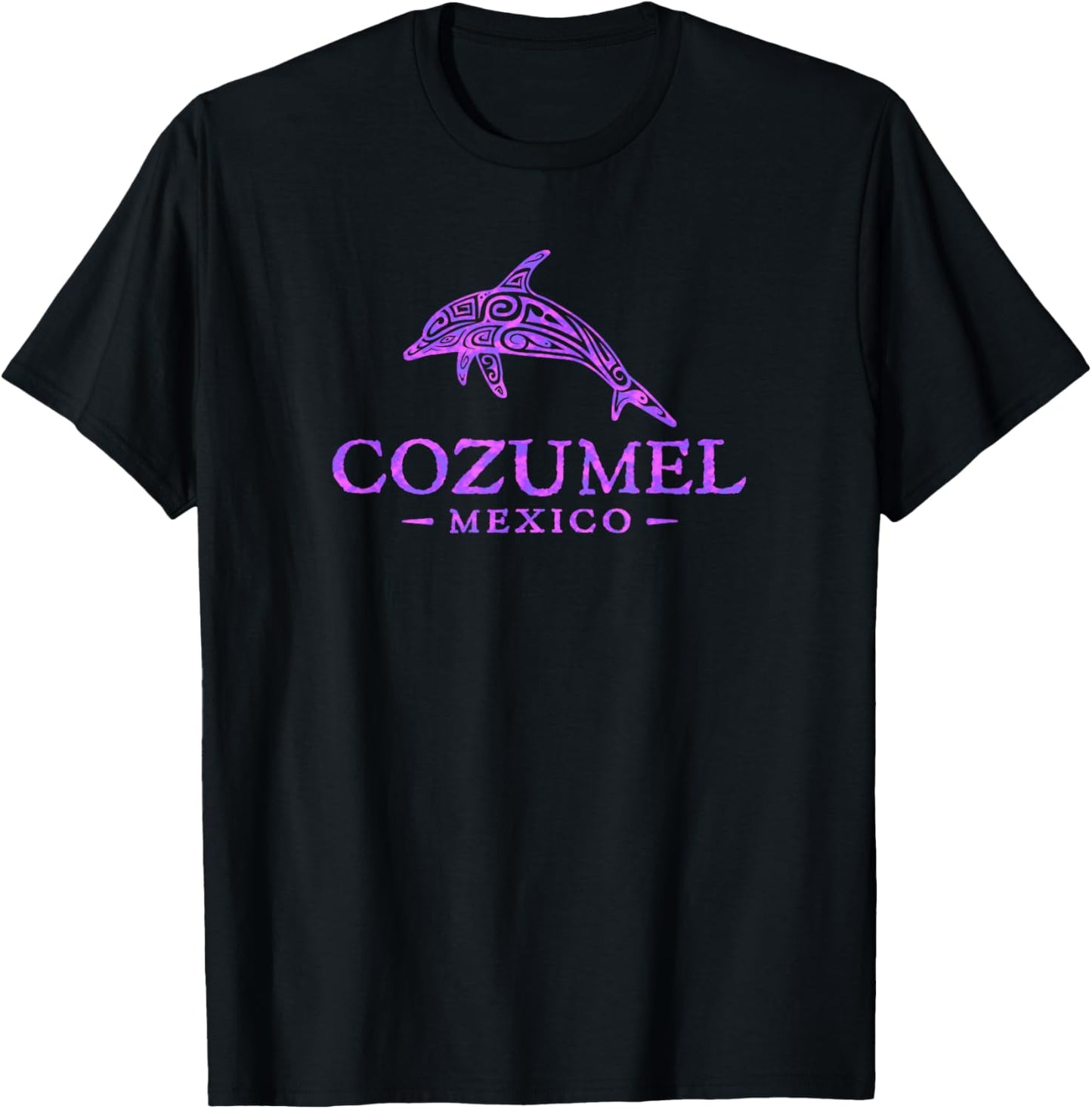 Retro Cozumel Mexico Souvenir Colorful Dolphin Girls T-Shirt - T-Shirt | Black