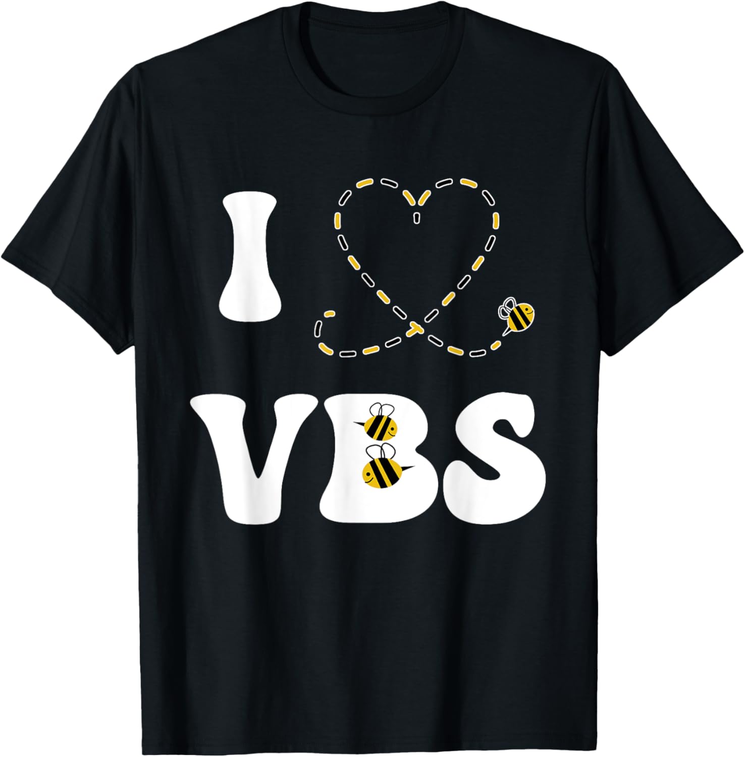 I Love VBS 2025 Vacation Bible School Bumble Bee VBS Team T-Shirt - T-Shirt | Black