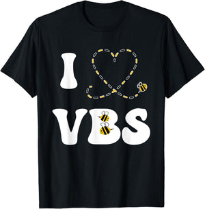 I Love VBS 2025 Vacation Bible School Bumble Bee VBS Team T-Shirt - T-Shirt | Black