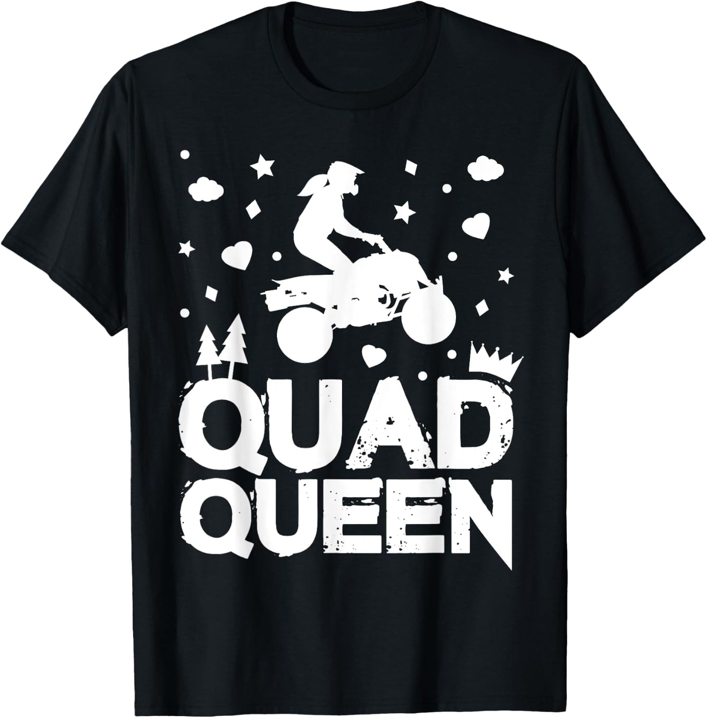 Cute ATV Four Wheeling Quad Queen Girls Offroad Riding T-Shirt - T-Shirt | Black