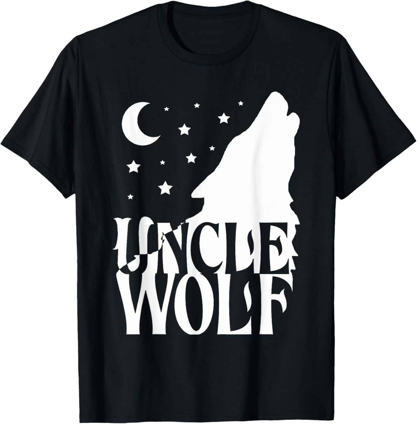 Uncle Wolf Gift Matching Family Tribe Wolves Moon T-Shirt - T-Shirt | Black