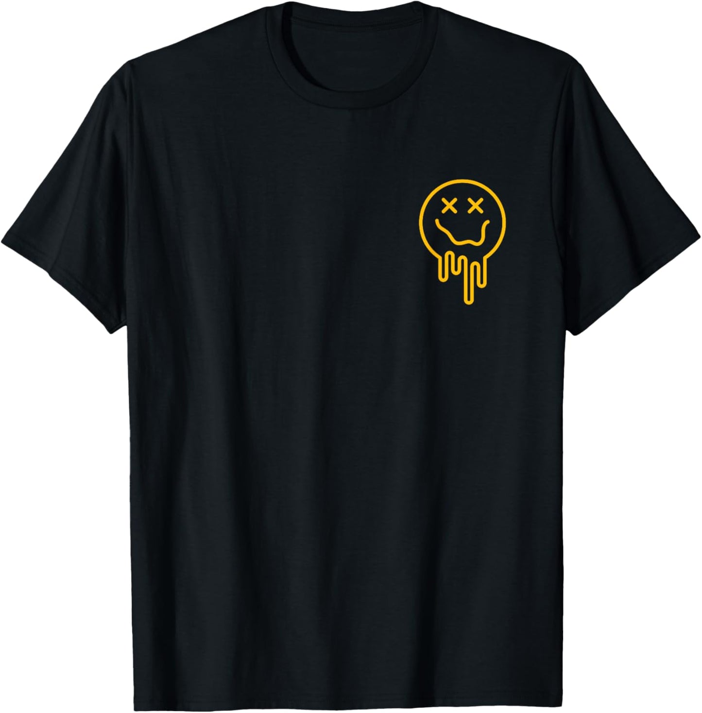 Cute X Eyes Melting Happy Face Melted Dripping Smile Face T-Shirt - T-Shirt | Black
