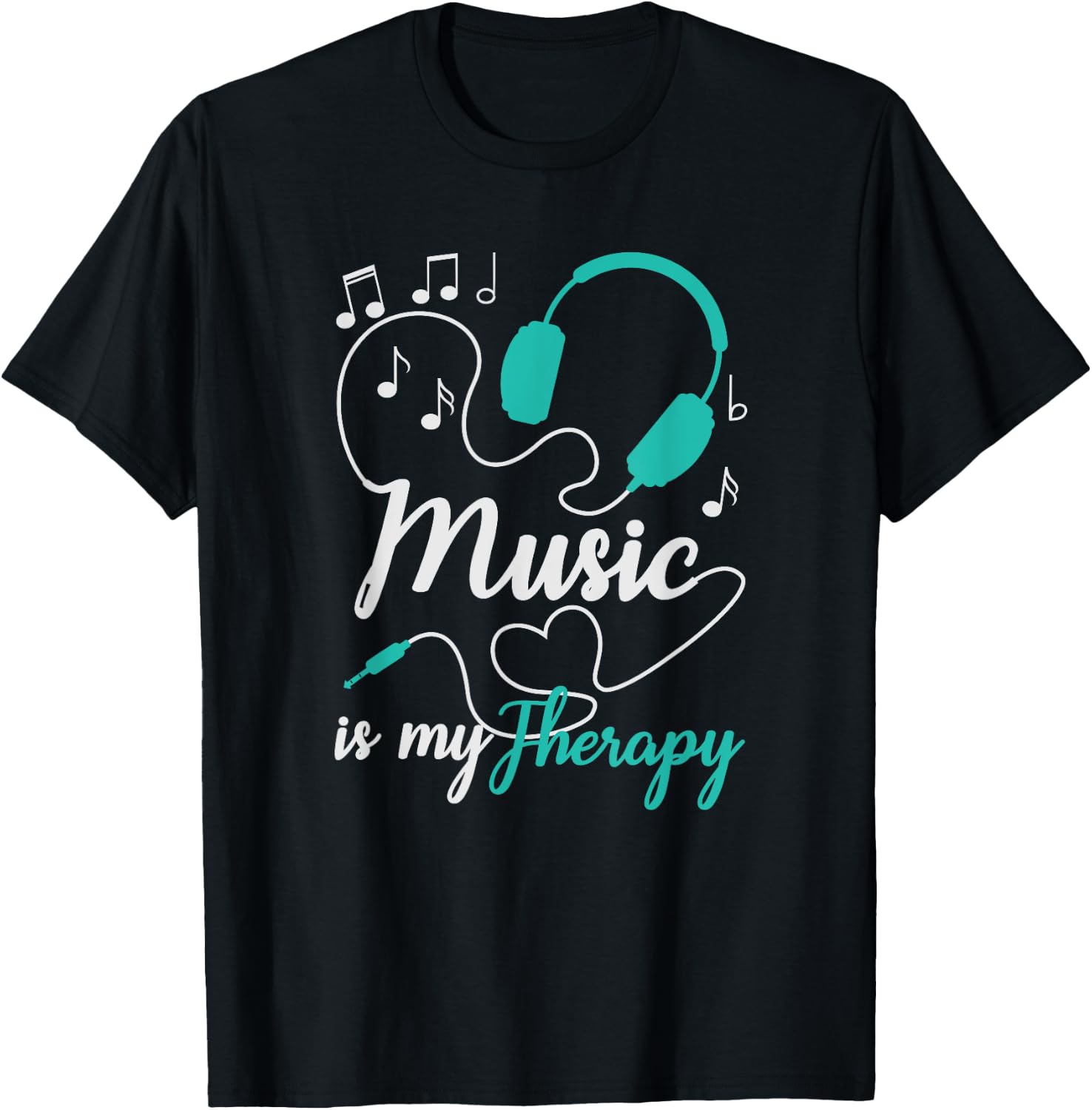 Music Is my Therapy Cute Music Lover T-Shirt - T-Shirt | Black