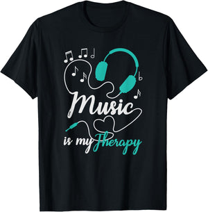 Music Is my Therapy Cute Music Lover T-Shirt - T-Shirt | Black
