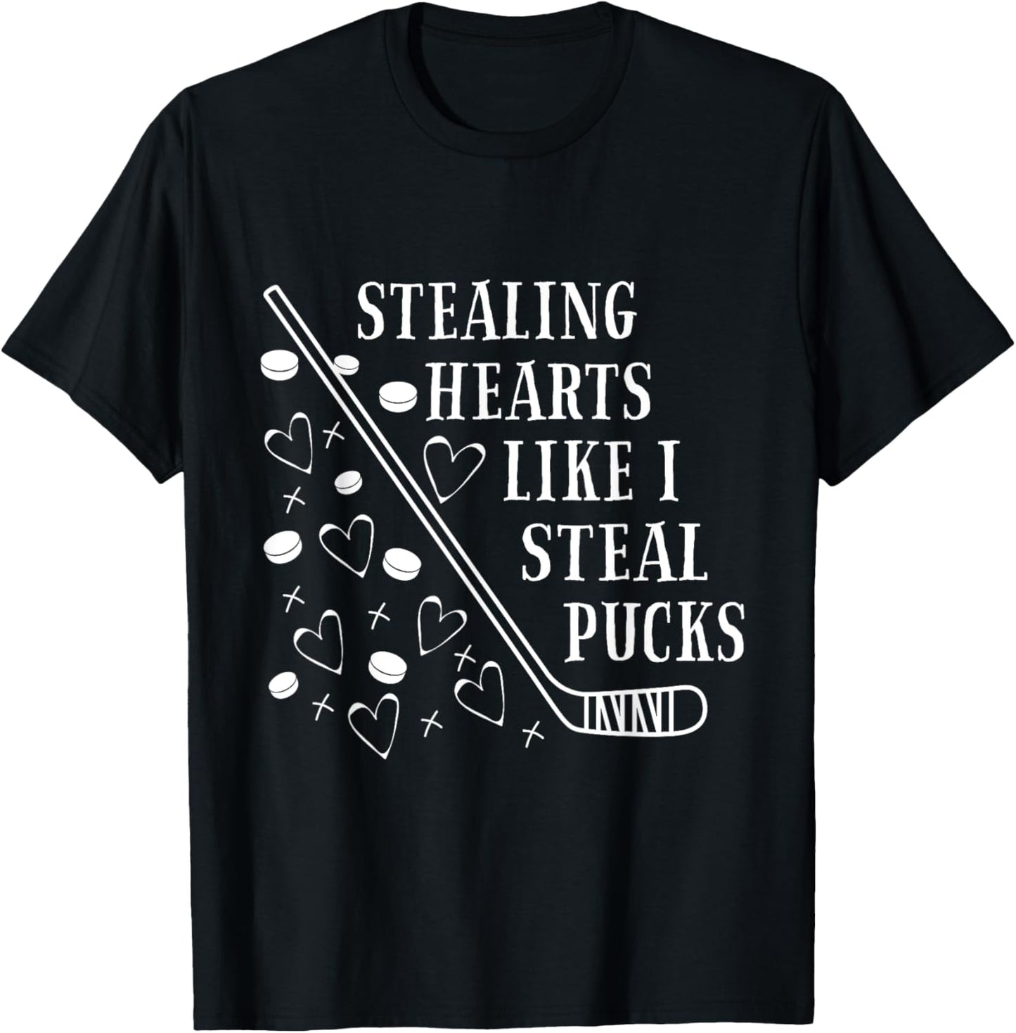 Stealing Heart Like I Steal Pucks Valentines Day Hockey kids T-Shirt - T-Shirt | Black
