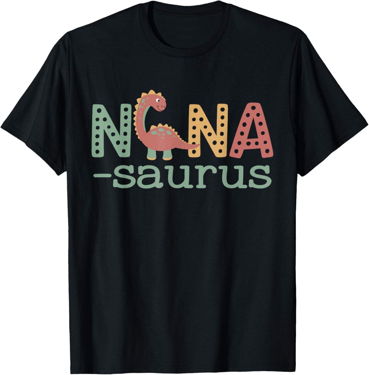 Nanasaurus T Rex Dinosaur Nana Saurus Family Matching Retro T-Shirt - T-Shirt | Black