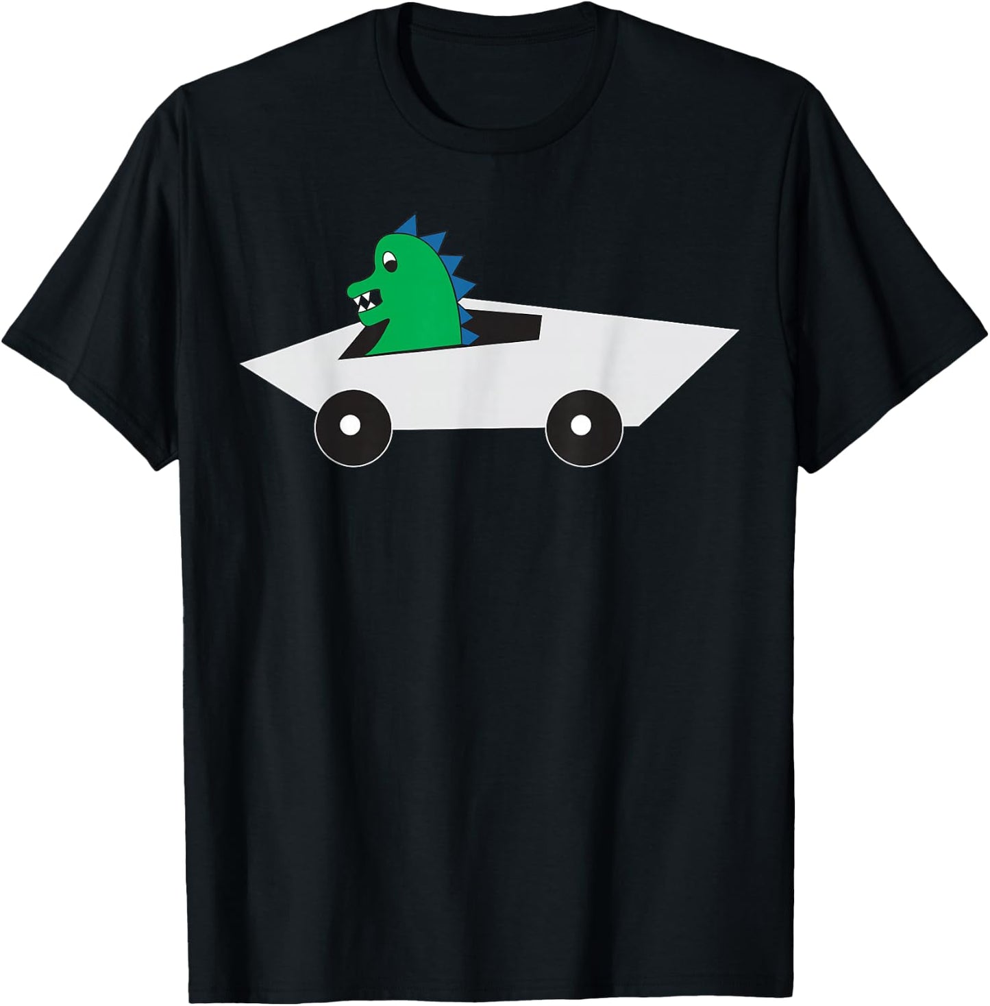 Dinosaur Driving Futuristic Electric Truck T-Shirt - T-Shirt | Black
