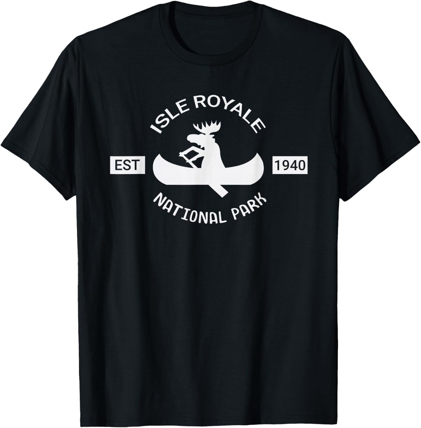 Michigan Shirt | Isle Royale National Park Moose Canoe T-Shirt - T-Shirt | Black