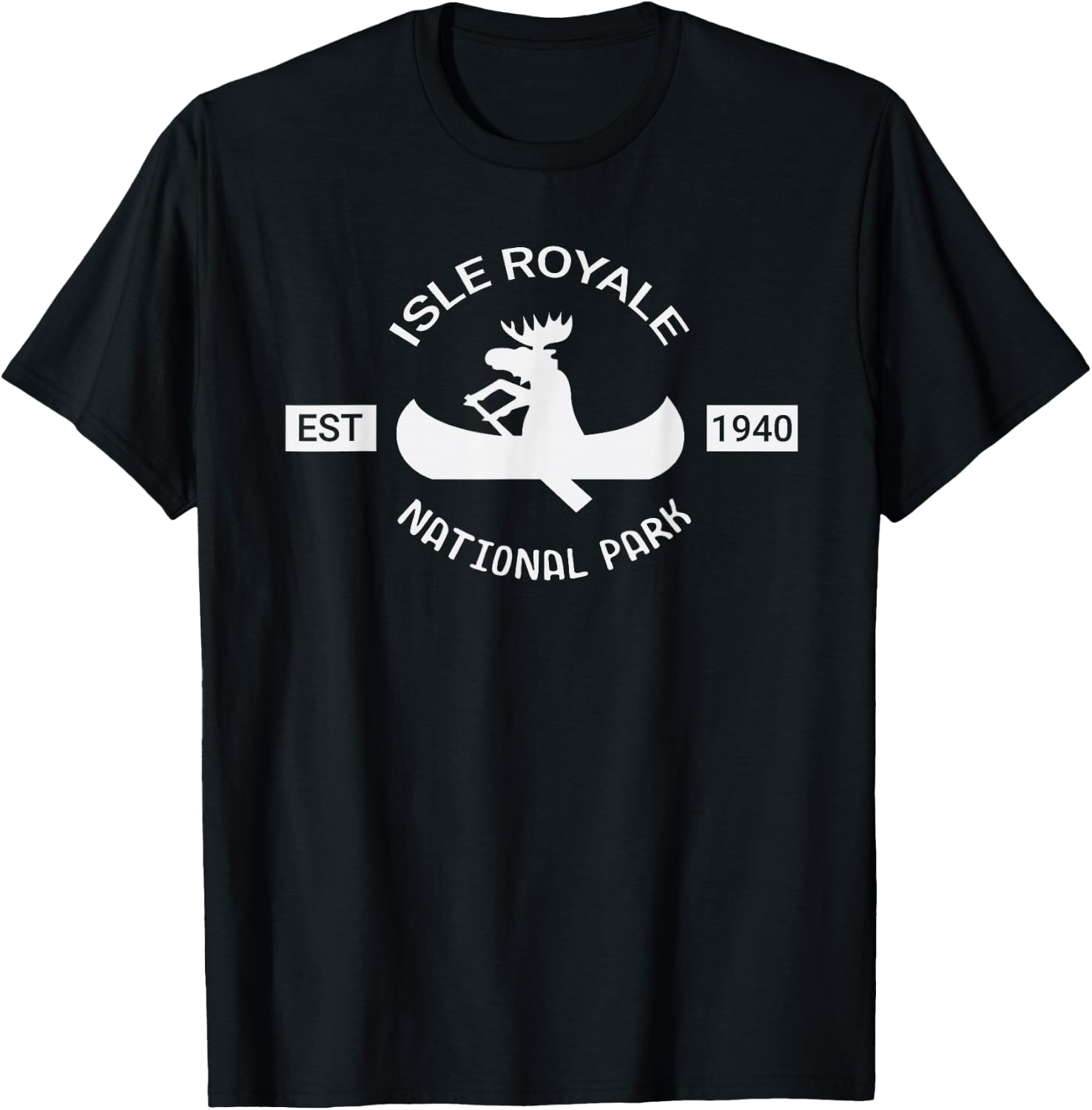 Michigan Shirt | Isle Royale National Park Moose Canoe T-Shirt - T-Shirt | Black