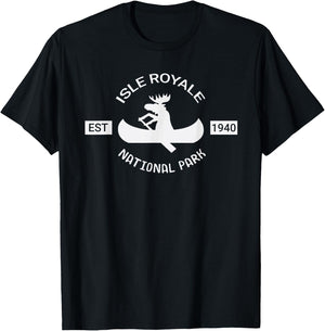 Michigan Shirt | Isle Royale National Park Moose Canoe T-Shirt - T-Shirt | Black