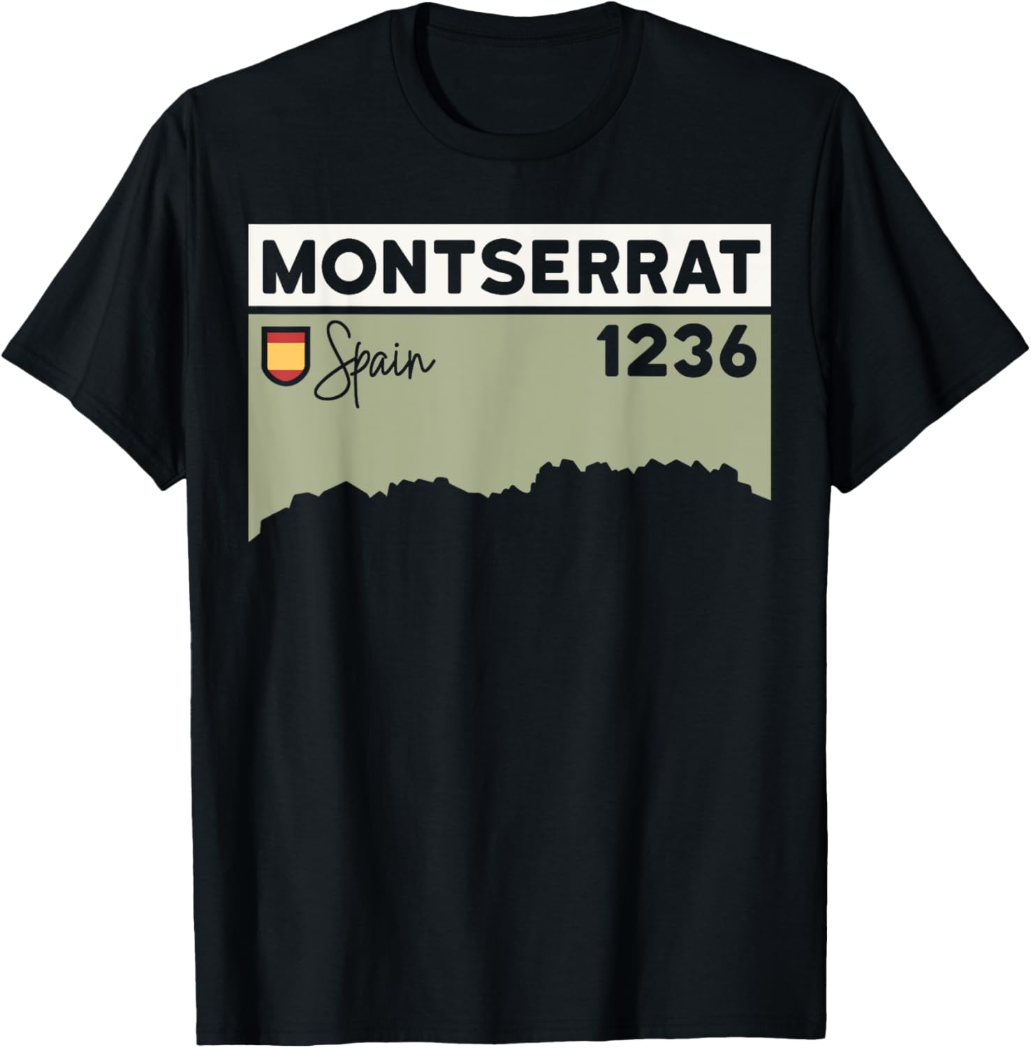 Montserrat Height Hike Monastery Barcelona Spain Hiking T-Shirt - T-Shirt | Black