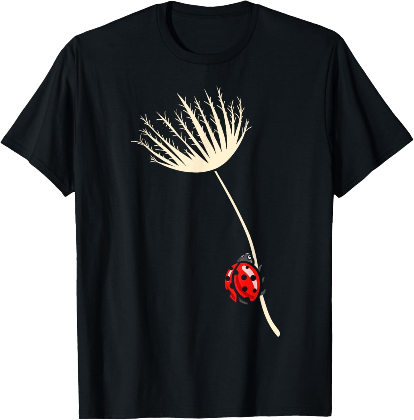 Ladybird, Dandelion, Ladybird Lover, Ladybird, Floral T-Shirt - T-Shirt | Black