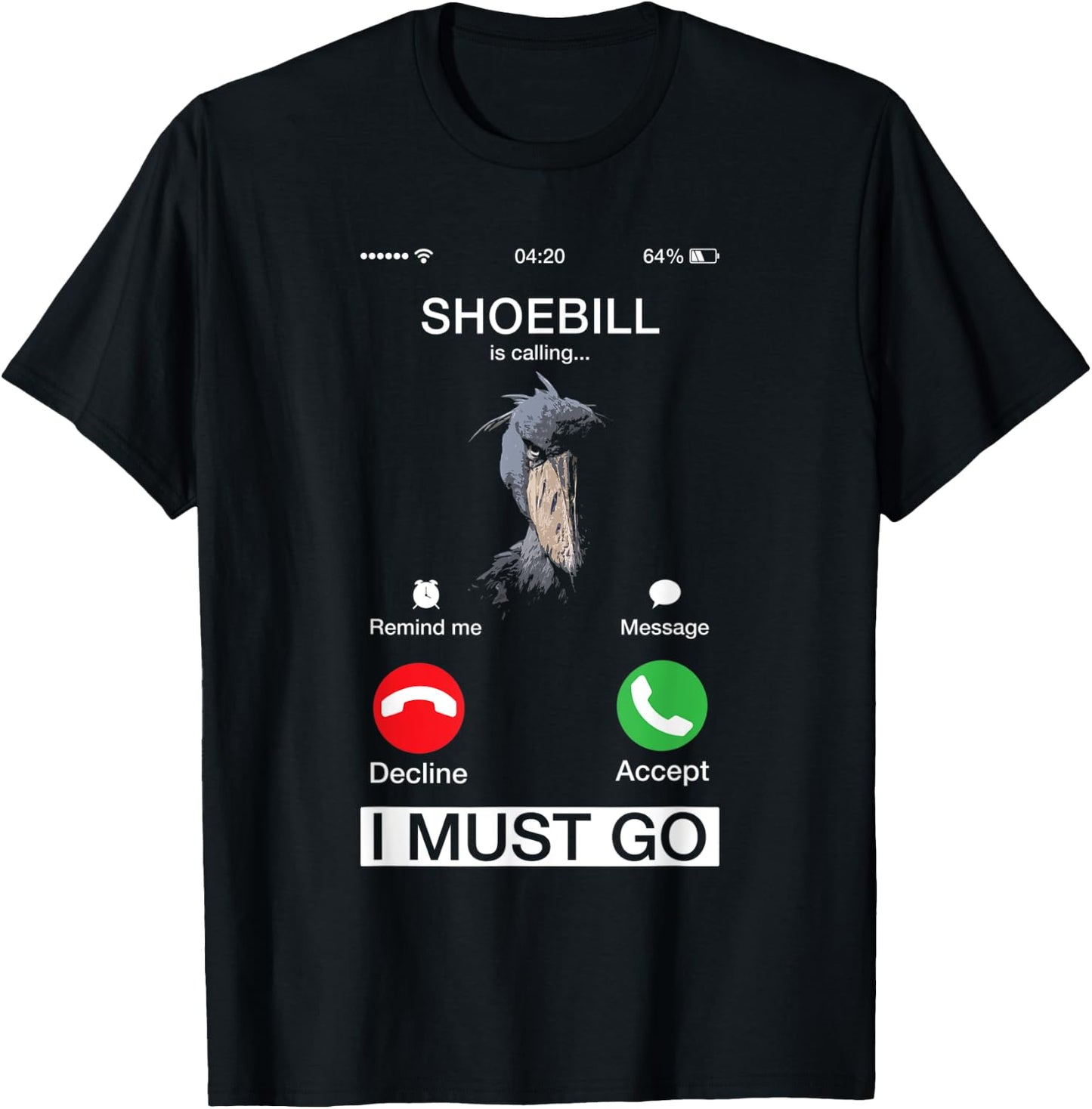 Shoebill Is Calling Wildlife Animal Lover Large African Bird T-Shirt - T-Shirt | Black