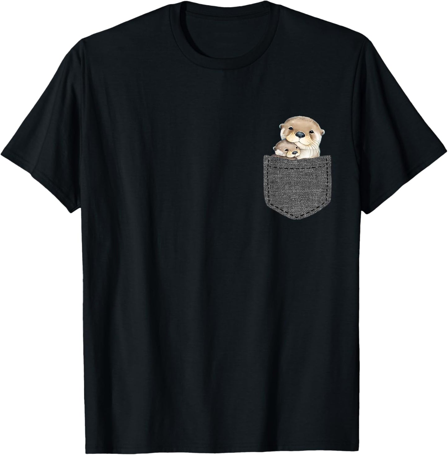 Otter in Brusttasche Otter Baby T-Shirt - T-Shirt | Black