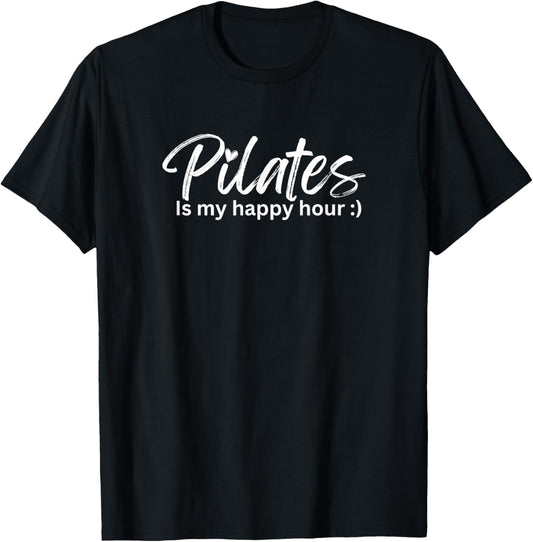 Kymmish Pilates Is My Happy Hour , Small, Black T-Shirt - T-Shirt | Black