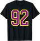 Purple Yellow Sports Team Number 92 T-Shirt - T-Shirt | Black