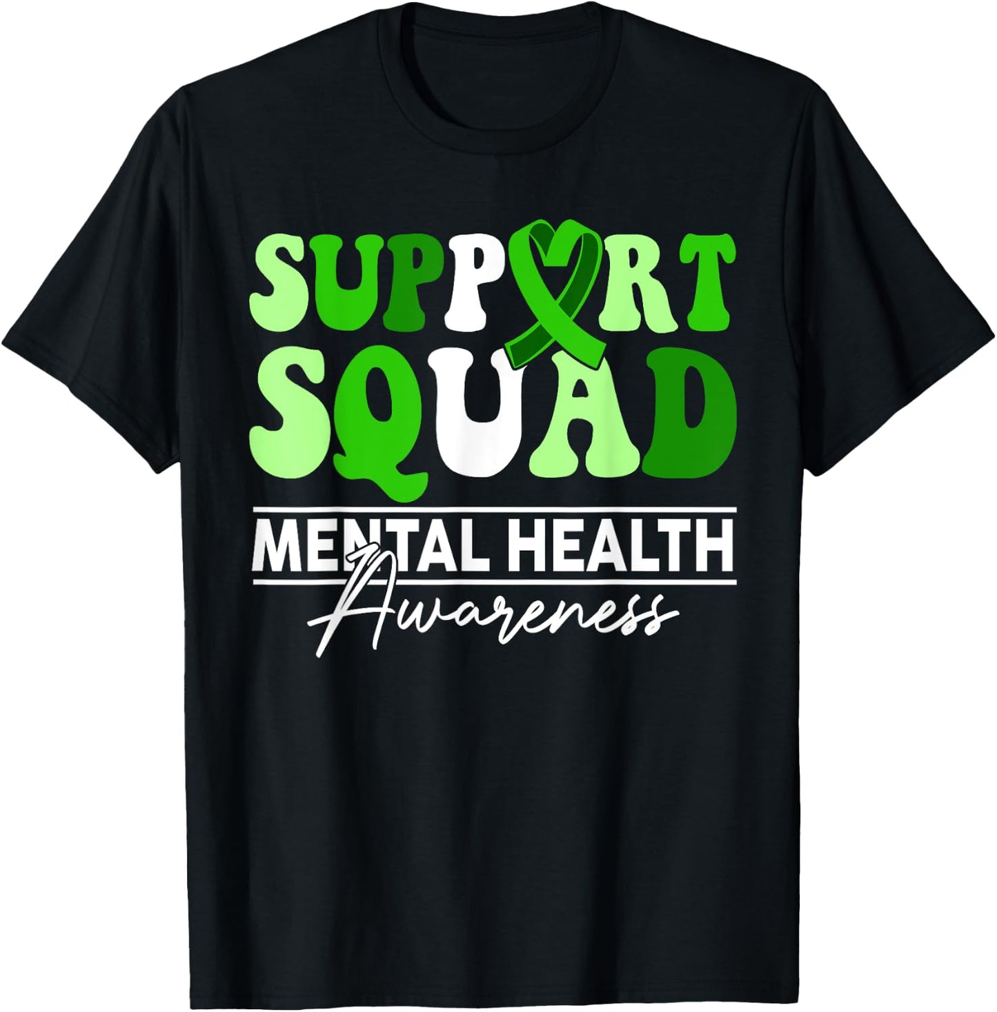 Support Squad Sunflower Hair Mental Health Awareness T-Shirt - T-Shirt | Black