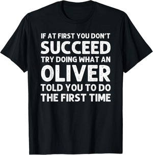 OLIVER Funny Surname Family Tree Birthday Reunion Idea T-Shirt - T-Shirt | Black