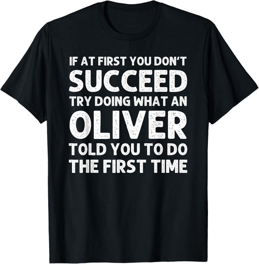 OLIVER Funny Surname Family Tree Birthday Reunion Idea T-Shirt - T-Shirt | Black