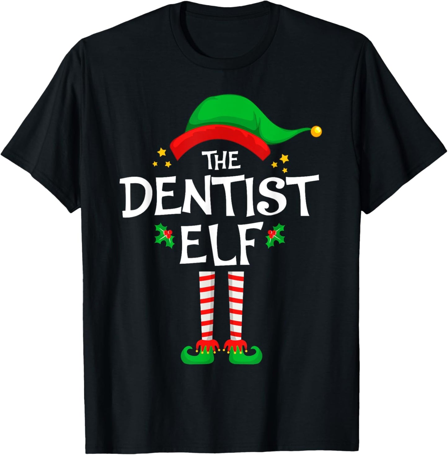 The Dentist Elf Christmas Family Matching Group T-Shirt - T-Shirt | Black