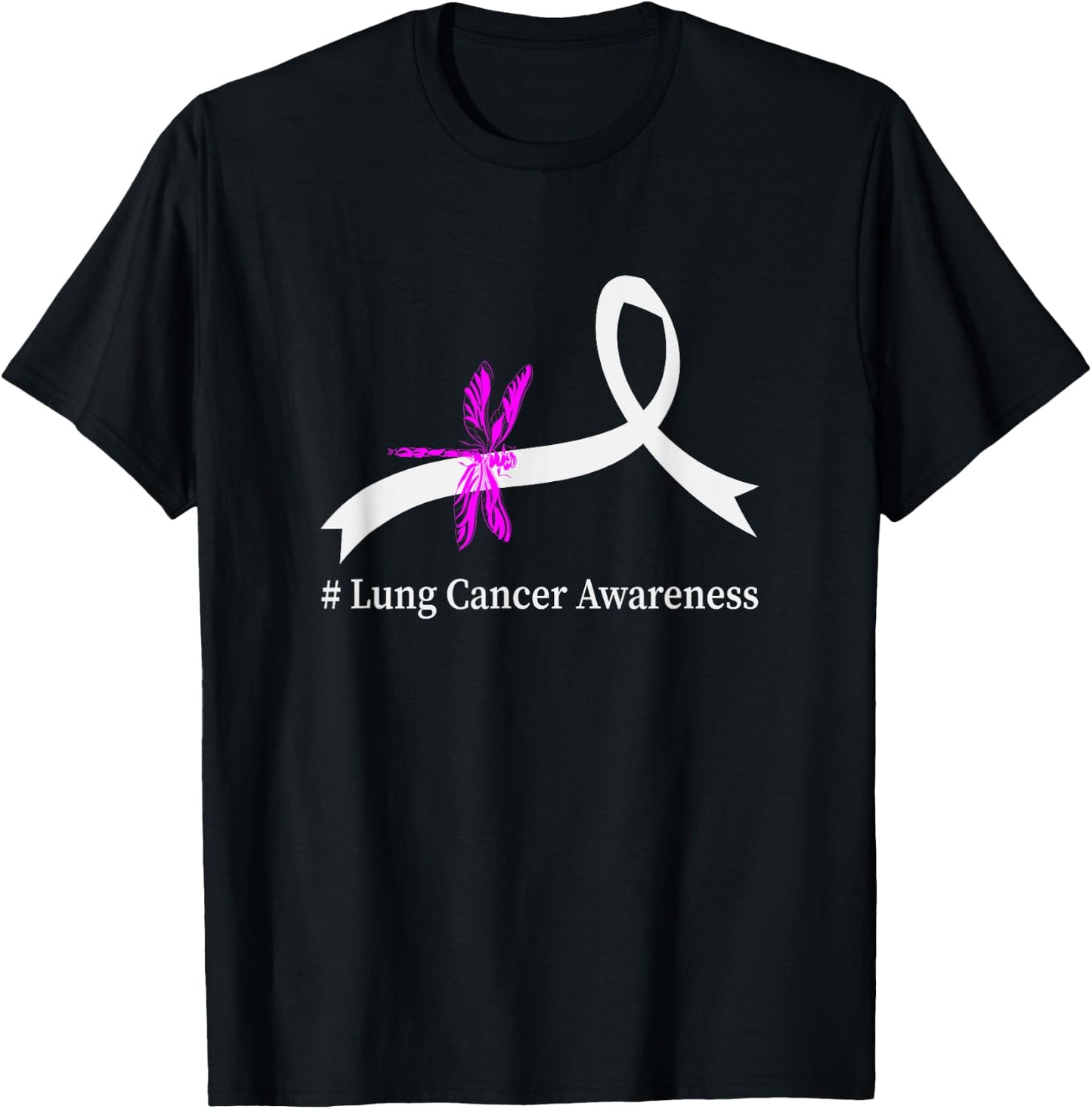 White Ribbon Gift Lung Cancer Awareness -Adults Black Modern Awareness T-Shirt - T-Shirt | Black