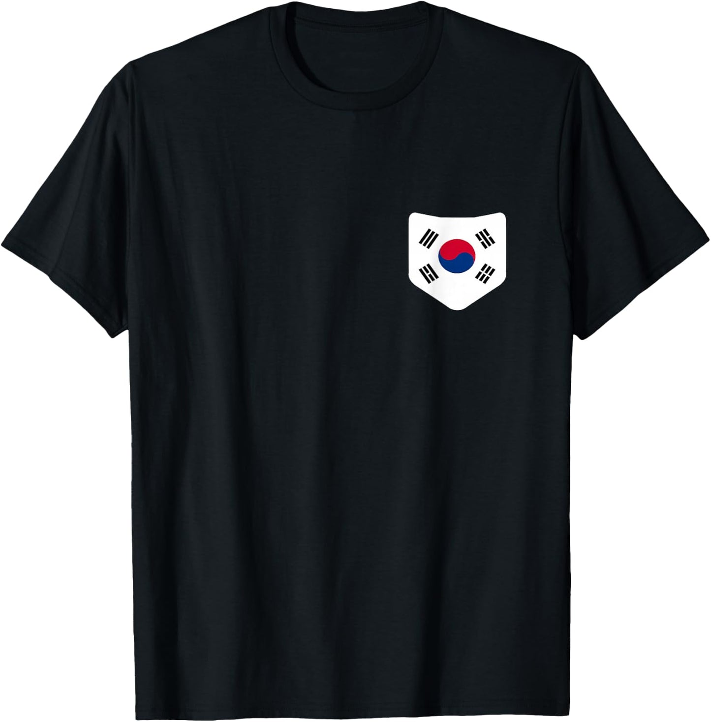 South Korea Flag with Printed South Korean Flag Pocket T-Shirt - T-Shirt | Black