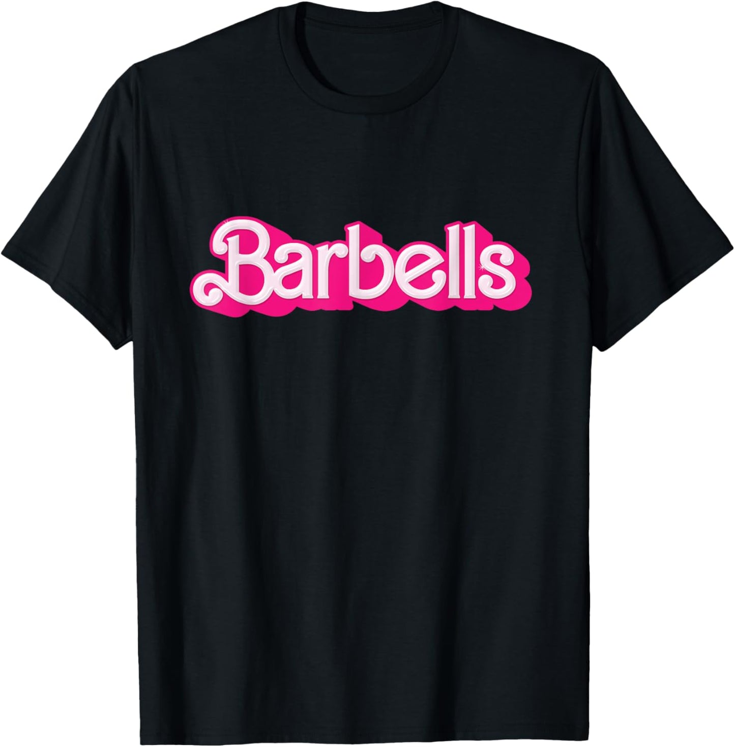 Barbells Pink Retro Gym Workout Classic Girl Gear T-Shirt - T-Shirt | Black