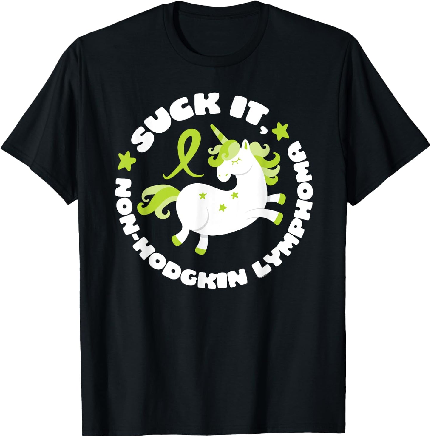 Suck It Non-Hodgkin Lymphoma Funny Quote with Unicorn T-Shirt - T-Shirt | Black