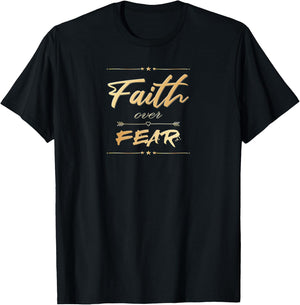 Faith Over Fear Women Bible Saying Christian T-Shirt - T-Shirt | Black