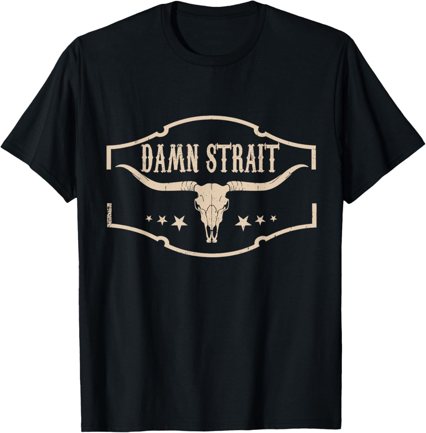 Classic Art Last Name Proud Damn Strait Personalized Apparel T-Shirt - T-Shirt | Black