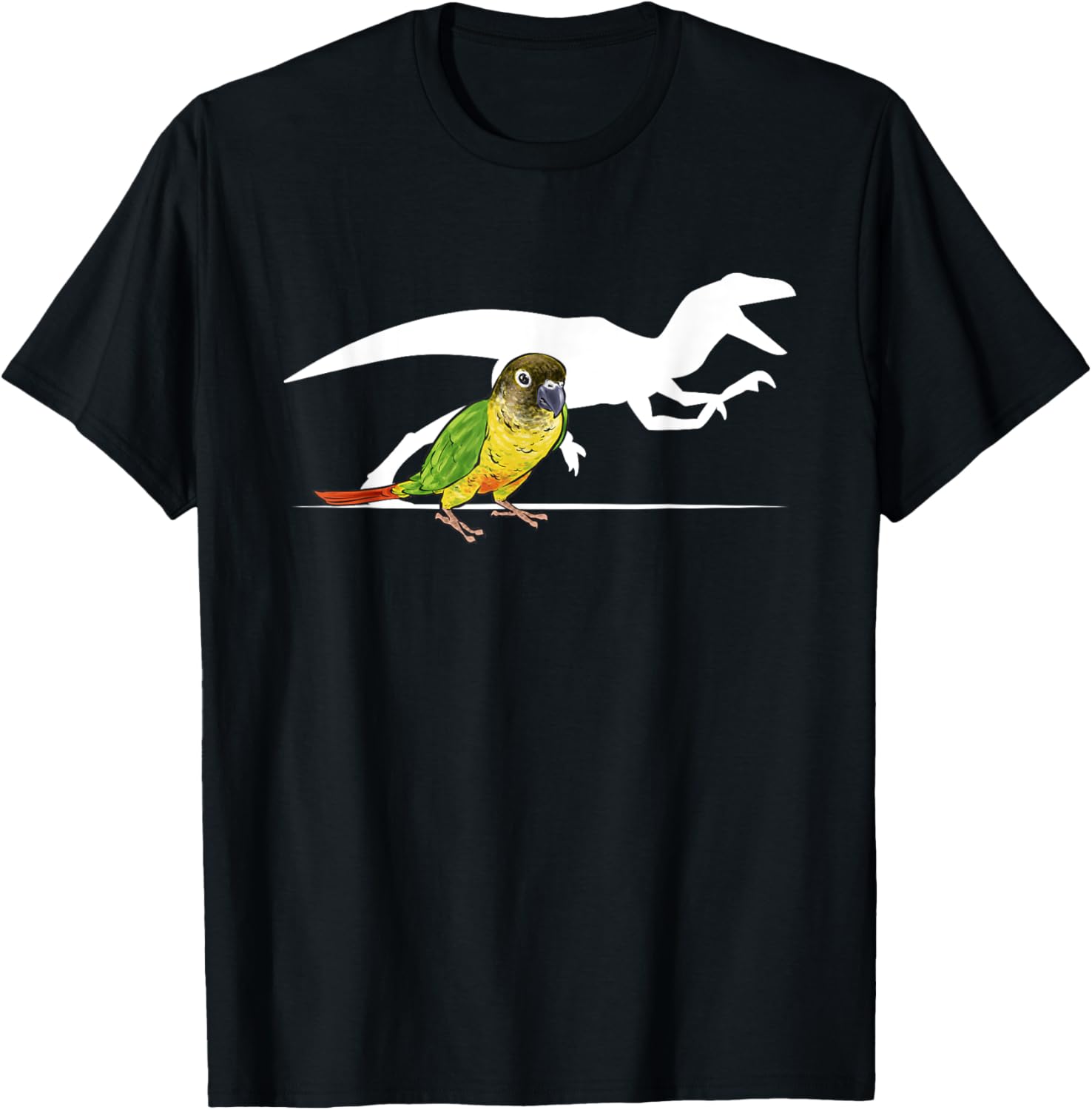 Green Cheeked Conure Raptor Dinosaur Parrot Bird Conure T-Shirt - T-Shirt | Black