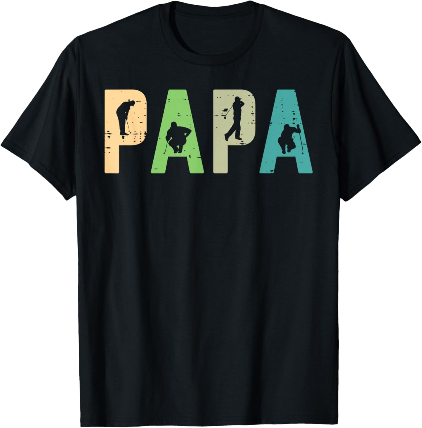 Papa Golf Silhouette Cool Golfing Sport Golfer Dad Daddy Men T-Shirt - T-Shirt | Black
