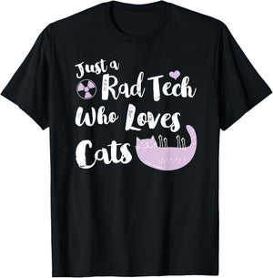 Rad Tech Loves Cats, Radiology Tech Cat Lover X-Ray Gift Men Women T-Shirt - T-Shirt | Black